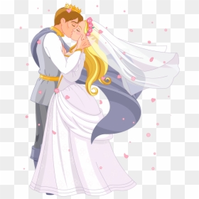 Prince And Princess Wedding Cartoon, HD Png Download - wedding couple cartoon png