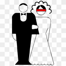 Wedding, Couple, Bride, Groom, Marriage, Blindfold - Marriage Black And White Clipart, HD Png Download - wedding couple cartoon png