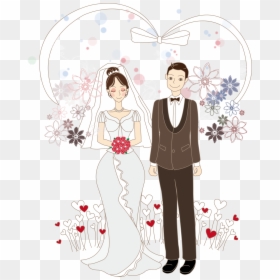 Cartoon Bride Drawing Wedding Illustration - Background Pengantin, HD Png Download - wedding couple cartoon png
