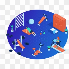 Illustration Of A Gym - Workout In Gym Illustrations, HD Png Download - gym dumbbells png