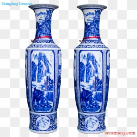 Sf6 Jingdezhen Ceramic Masters Hand Draw Landscape - Vase, HD Png Download - big flower vase png