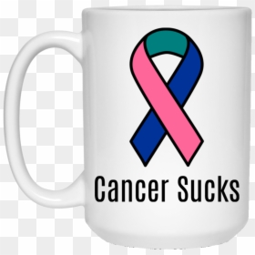 Cancer Sucks Pink Blue Teal Ribbon Thyroid Cancer Awareness - Thyroid Cancer Ribbon Svg, HD Png Download - teal ribbon png