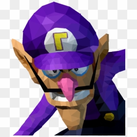 Double Dash Mario Party 8 Mario Tennis Purple Violet - Low Poly Art Meme, HD Png Download - waluigi face png