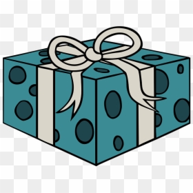 Gift, Box, Bow, Ribbon, Teal, Silver, Dots, Celebration - Christmas Gifts Colouring Pages, HD Png Download - teal ribbon png