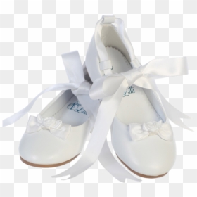 Ballet Flats White Dress Shoes W Satin Ribbon Tie Girls - Ballet Flat, HD Png Download - flat ribbon png