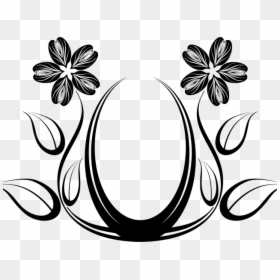 Flower Black And White Clipart Design - Logo Flower Design Free, HD Png Download - abstract border designs png
