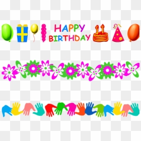 This Graphics Is Page Border About Birthdays, Boundaries, - Hand Prints Page Borders, HD Png Download - page border designs png