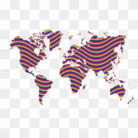 Rainbow Waves World Map Clip Arts - Png Black And White, Transparent Png - waves graphic png