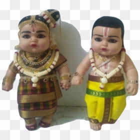 Iyengar Style Wedding Couple Dolls, HD Png Download - wedding malai png