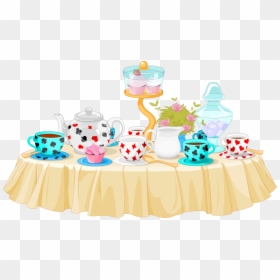 Transparent Birthday Party Clip Art - Alice In Wonderland Tea Party Cartoon, HD Png Download - tea table png