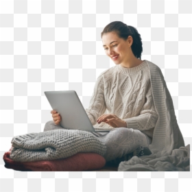 Transparent Woman Reading Png - Woman Reading Png, Png Download - woman with laptop png