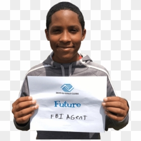 Boy Holding A Sign That Says Future Fbi - Trophy, HD Png Download - corporate girl png
