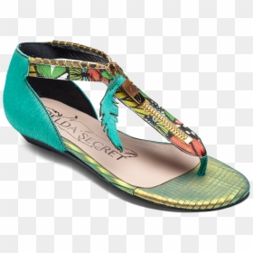 Women Flat Sandals Lime Green Leather And Butterfly - Flip-flops, HD Png Download - ladies sandal png