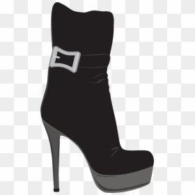 Black Female Boots Png Clipart - Heel Boots Clipart, Transparent Png - female shoes png
