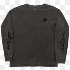 Rolling Stones Black On Black Washed Long Sleeved Shirt, HD Png Download - long tongue png