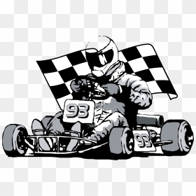 Flag Drawing Race Car - Go Kart Racing Drawings, HD Png Download - vhv