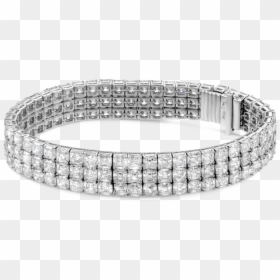 3 Row Asscher Diamond Bracelet - 3 Row Diamond Tennis Bracelet, HD Png Download - diamond bangles png