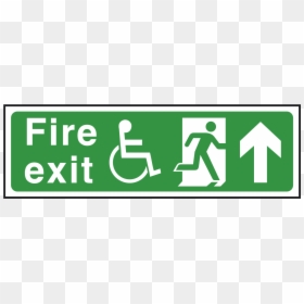 Wheelchair Fire Exit Sign Arrow Up"  Title="wheelchair - Fire Exit This Way, HD Png Download - chalkboard arrow png