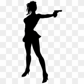 Woman With Gun Silhouette, HD Png Download - woman silhouette png