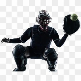 Softball Catcher Silhouette, HD Png Download - softball png