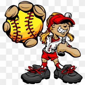 Softball Girl Cartoon, HD Png Download - softball png