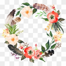 Flower Wreath Watercolor Painting Garland - Watercolor Flower Wreath Png, Transparent Png - black wreath png