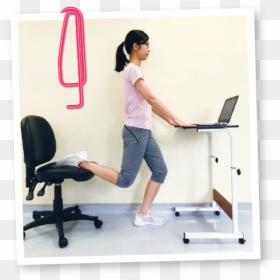 Standing Thigh Stretching Exercise - Office Chair, HD Png Download - stretching png