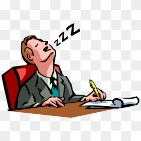 Vector Illustration Of Exhausted Businessman Falls - Falling Asleep At Desk Meme, HD Png Download - sleepy png