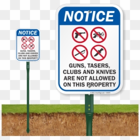 No Guns Tazers Clubs & Knives Sign - Keep Dog Off Grass Signs, HD Png Download - no guns png