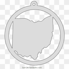 Ohio Map Inside Circle State Stencil Clip Art Scroll - Ohio University Ohio Outline, HD Png Download - ohio shape png