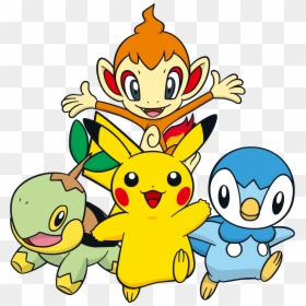 Piplup Chimchar And Turtwig , Png Download - Pokemon Chimchar Piplup Turtwig Pikachu, Transparent Png - turtwig png