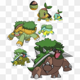 Pokemon Platinum Starters Evolution Guide Turtwig Evolutions - Shiny Turtwig Evolution Pokemon Go, HD Png Download - turtwig png