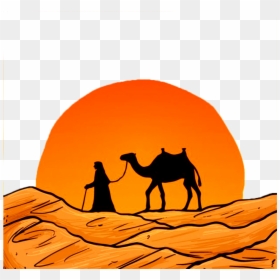 Transparent Desert Clipart Black And White - Camel In Desert Drawing, HD Png Download - black desert png