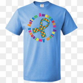 Autism Awareness Ribbon Shirt Columbia Blue Jpg Autism - T-shirt, HD Png Download - autism ribbon png