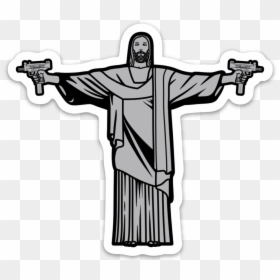 Image Of Jesus-piece - Jesus With Gun Sticker, HD Png Download - jesus piece png