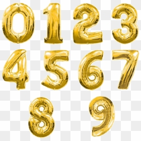 Gold Balloons Numbers Png, Transparent Png - gold numbers png
