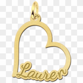 Gold Heart Shaped Name Pendant - Locket, HD Png Download - golden heart png