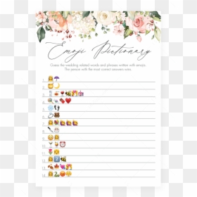 Floral Bridal Shower Emoji Pictionary Game Printable - Bridal Shower Games Free Printables Emoji, HD Png Download - blush emoji png