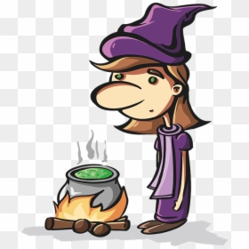 The Witch Helloween Horror Mystical Comic Pot Cartoon - Cartoon, HD Png Download - sorcerer png