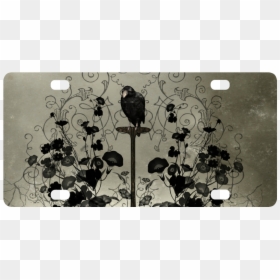 Crow With Flowers On Vintage Background Classic License - Nightingale, HD Png Download - vintage background png