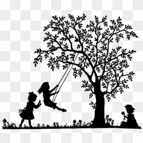 Silhouette Child Clip Art - Swing In Tree Clipart, HD Png Download - vintage background png
