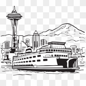 Space Needle And Ferry Svg Clip Arts - Clipart Black And White Ferry, HD Png Download - space .png