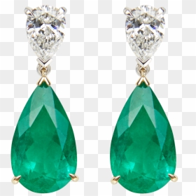 Wallace Emerald And Diamond Earrings - Pear Shape Emerald Diamond Earrings, HD Png Download - diamond earrings png