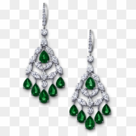 Angara Chandelier Emerald Dangle Earrings With Diamond - Png File Diamond Earrings, Transparent Png - diamond earrings png