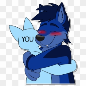 Bleuxwolf-hugging - Cartoon, HD Png Download - hugging png