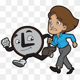 Running Clock Cartoon, HD Png Download - woman running png