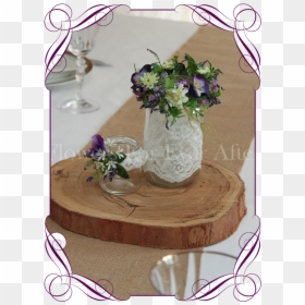 Set Of 2 Purple Rustic Floral Jar Centerpiece Flowers - Coffee Table, HD Png Download - rustic flowers png