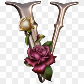 Gothic Letters Clip Art - V Letter With Rose, HD Png Download - gothic rose png