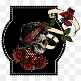 Skull, Rose, Fantasy, Dark, Flowers, Black, Red - Rose Tengkorak, HD Png Download - gothic rose png