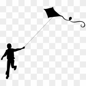 Boy, Flying Kite, Male, Playing, Silhouette - Makar Sankranti Black And White, HD Png Download - child playing png
